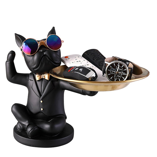 Nordic French Bulldog Sculpture Dog Statue Jewelry Storage Table Decoration image 0