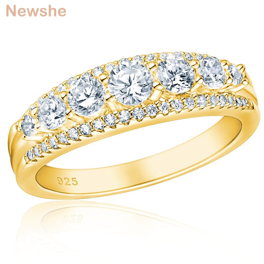 Newshe Solid 925 Sterling Silver Women's Yellow Rose Gold Wedding image 0