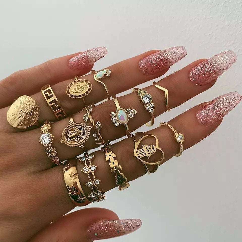 15 Retro Lady Jewelry Retro Gold-color Coins Cross Love Ring Europe And America image 2