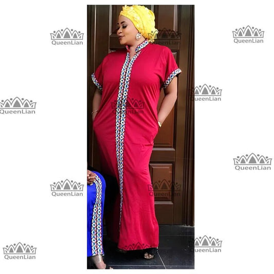 SPring Traditional African Collar Long Dress bazin CLothing Women Print Loose S image 0