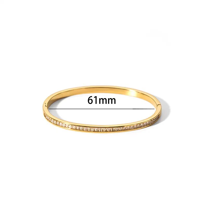 Waterproof Zirconia Cuff Bangles for Women Men 18k Gold Plated Stainless Steel  image 8
