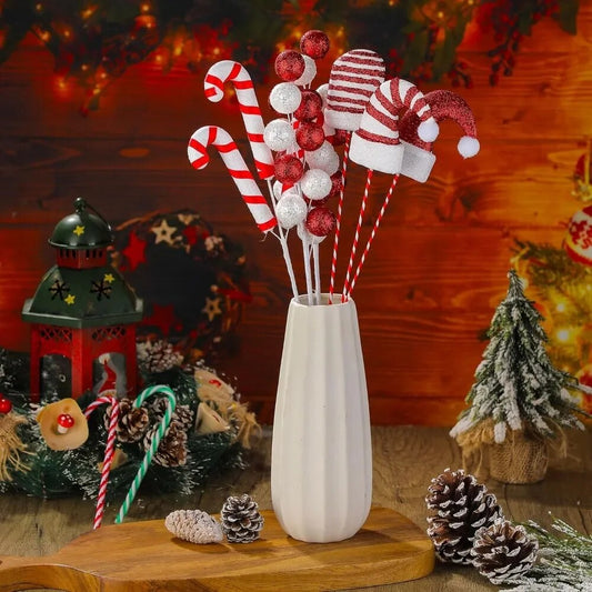 36 Pcs Christmas Tree Decoration Balls and Candies with Sticks Christmas Tree F image 0