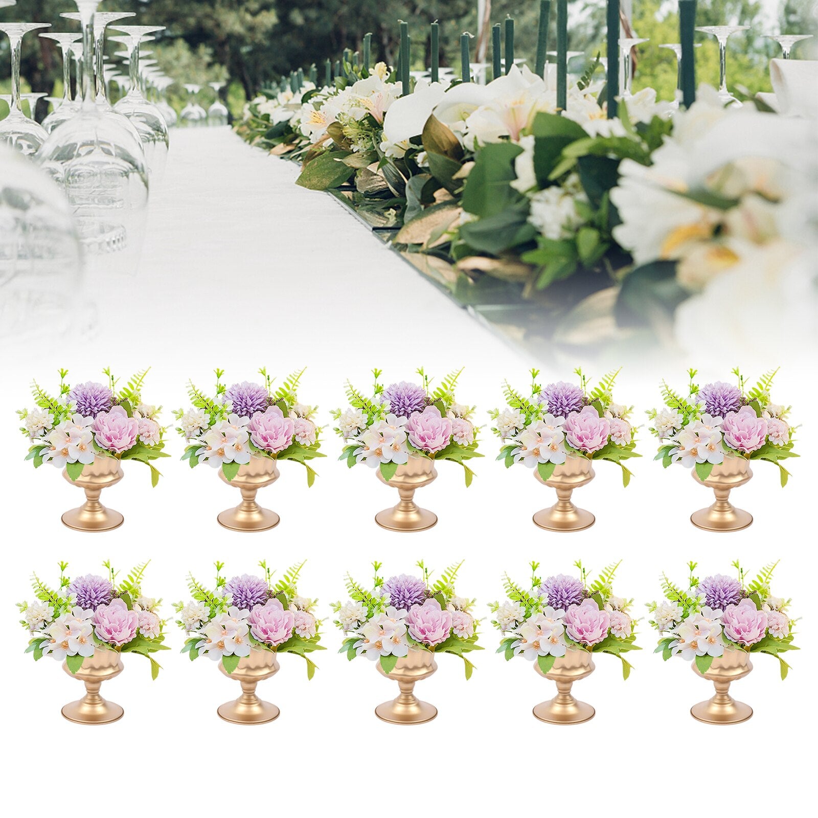 Metal Vase Table Decorative Flower Display Round Bowl Centrepiece Home Art Vase image 0