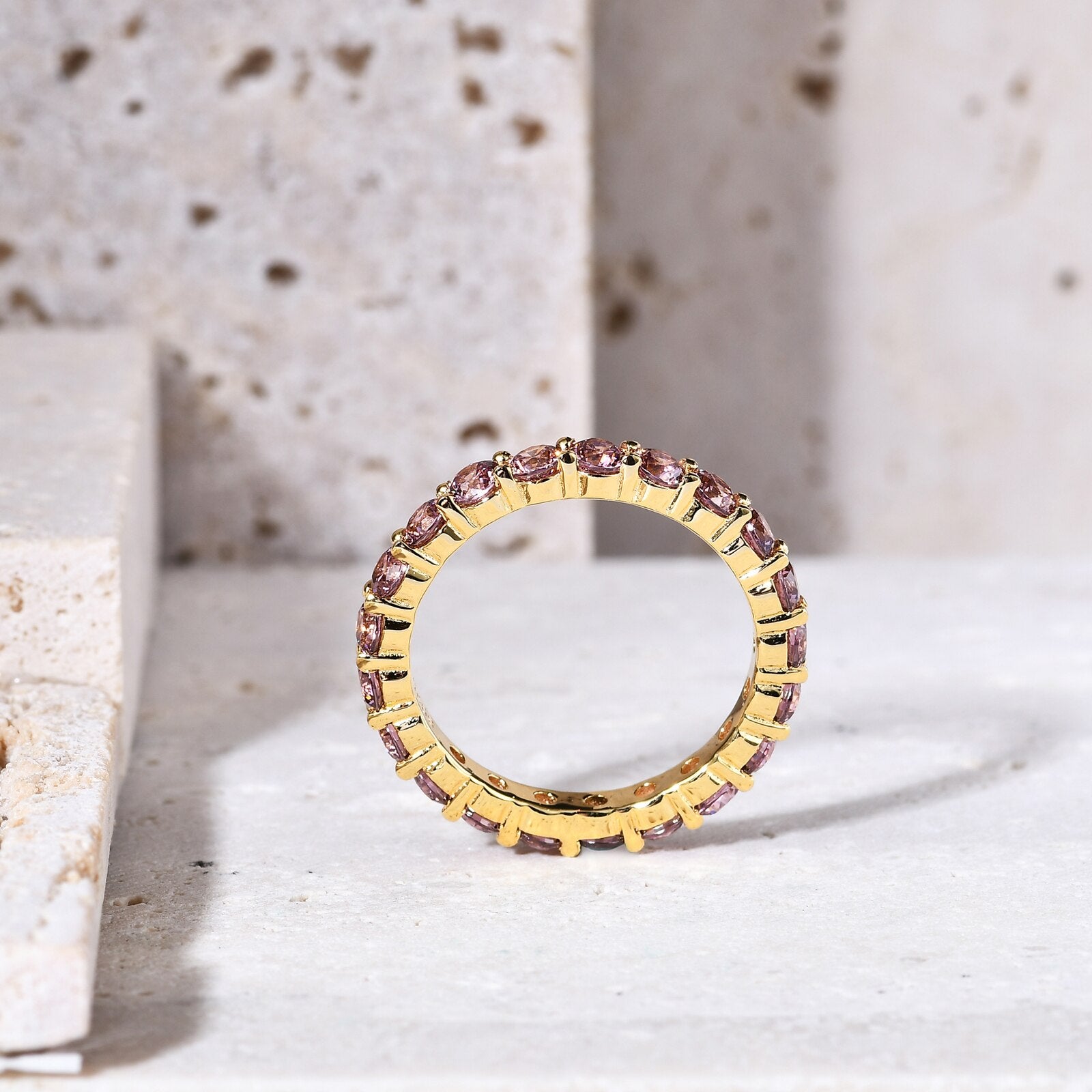 GEM'S BALLET 925 Sterling Silver 18K Gold-filled Gemstone Eternity Band Ring image 9