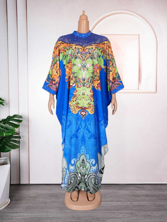 Elegant African Dresses for Women Muslim Print Boubou Abayas Robe Dashiki Tradi image 0