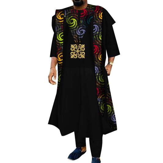 African Clothes for Men Dashiki Shirts Ankara Pants 3 Piece Set Wedding Evening image 0