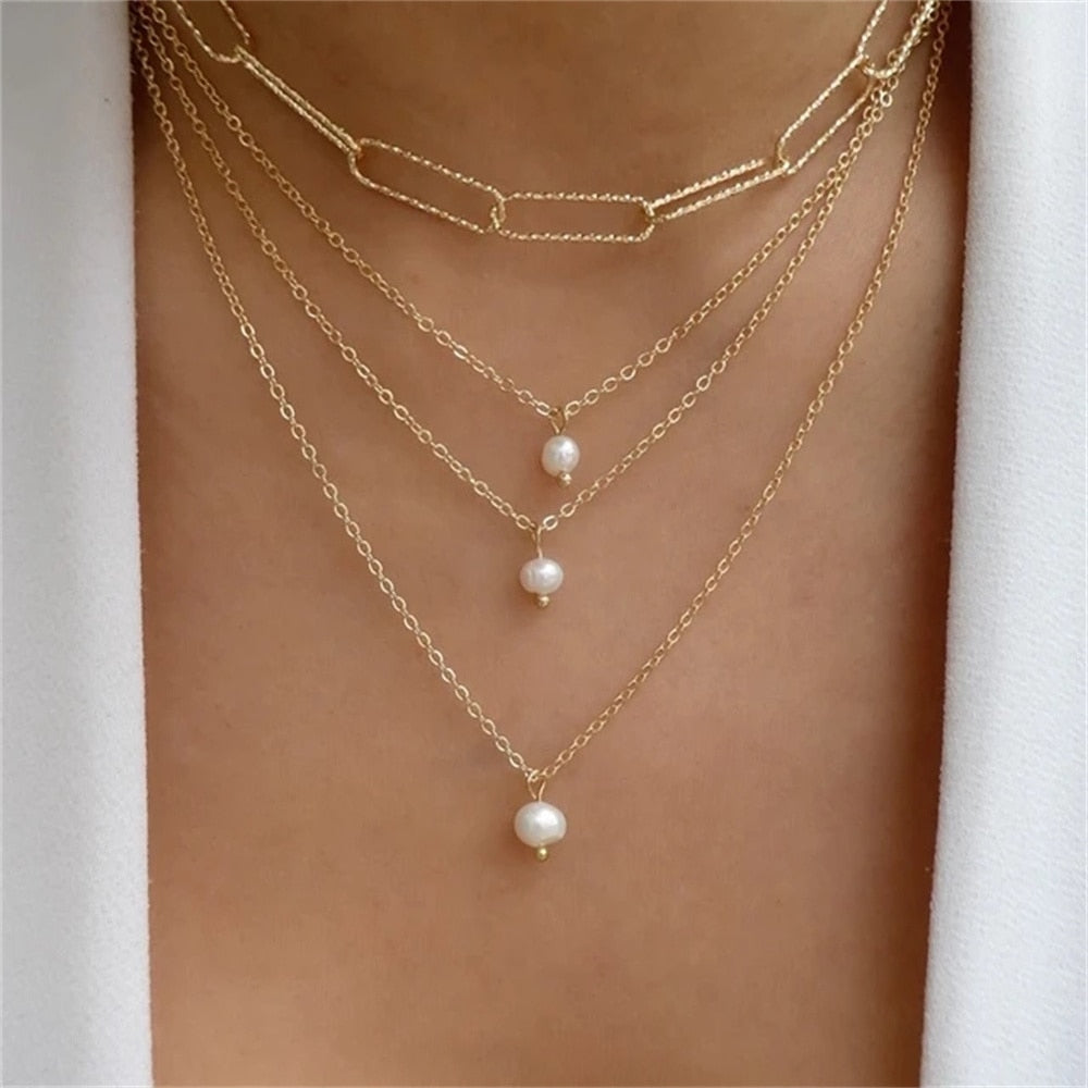 Bls-miracle Fashion Gold Color Heart-Shaped Necklace For Women Trendy Multi-Lay image 28
