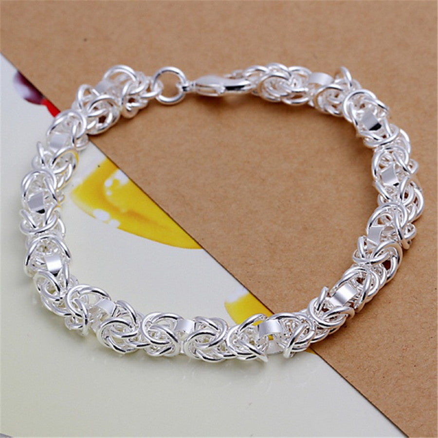 Noble 925 Sterling Silver Square Solid Chain Bracelet For Women Men Charm Party image 24