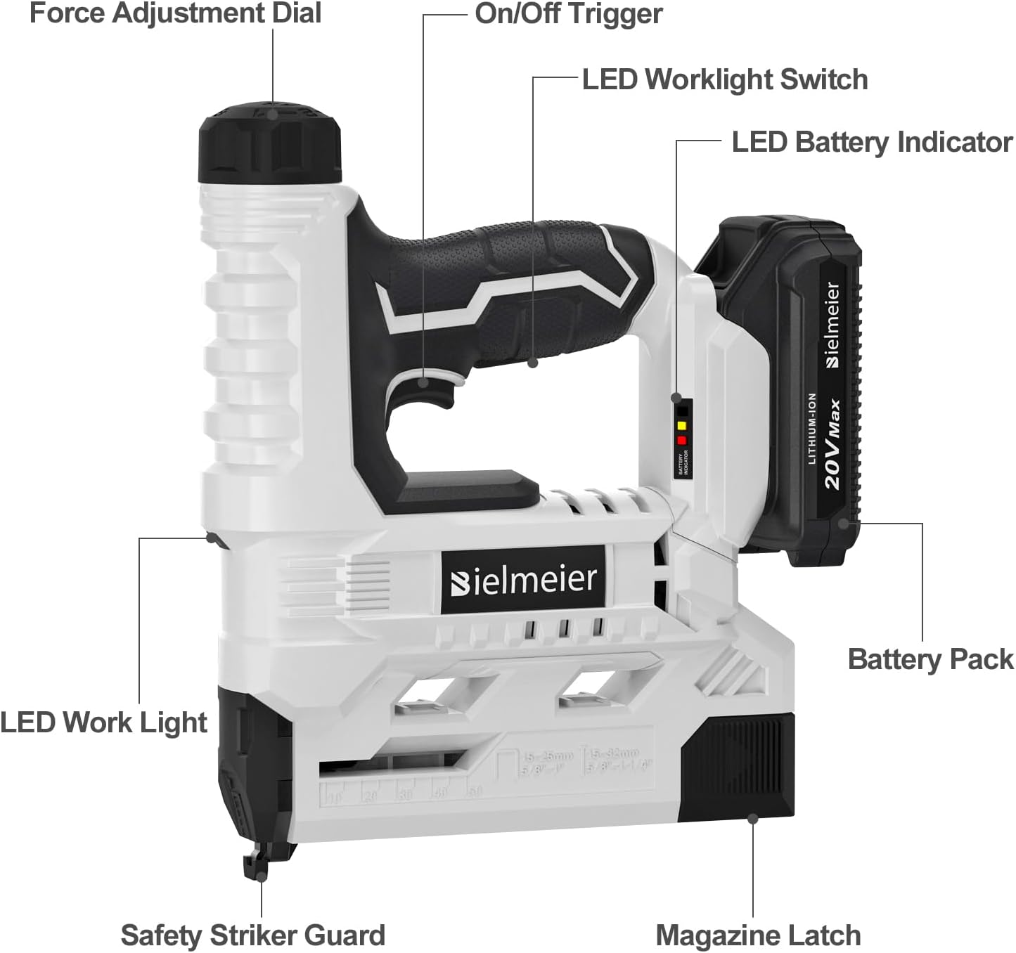 20V Cordless Brad Nailer 2-in-1 18 Gauge Nail Gun Battery Powered Electric Stap image 4