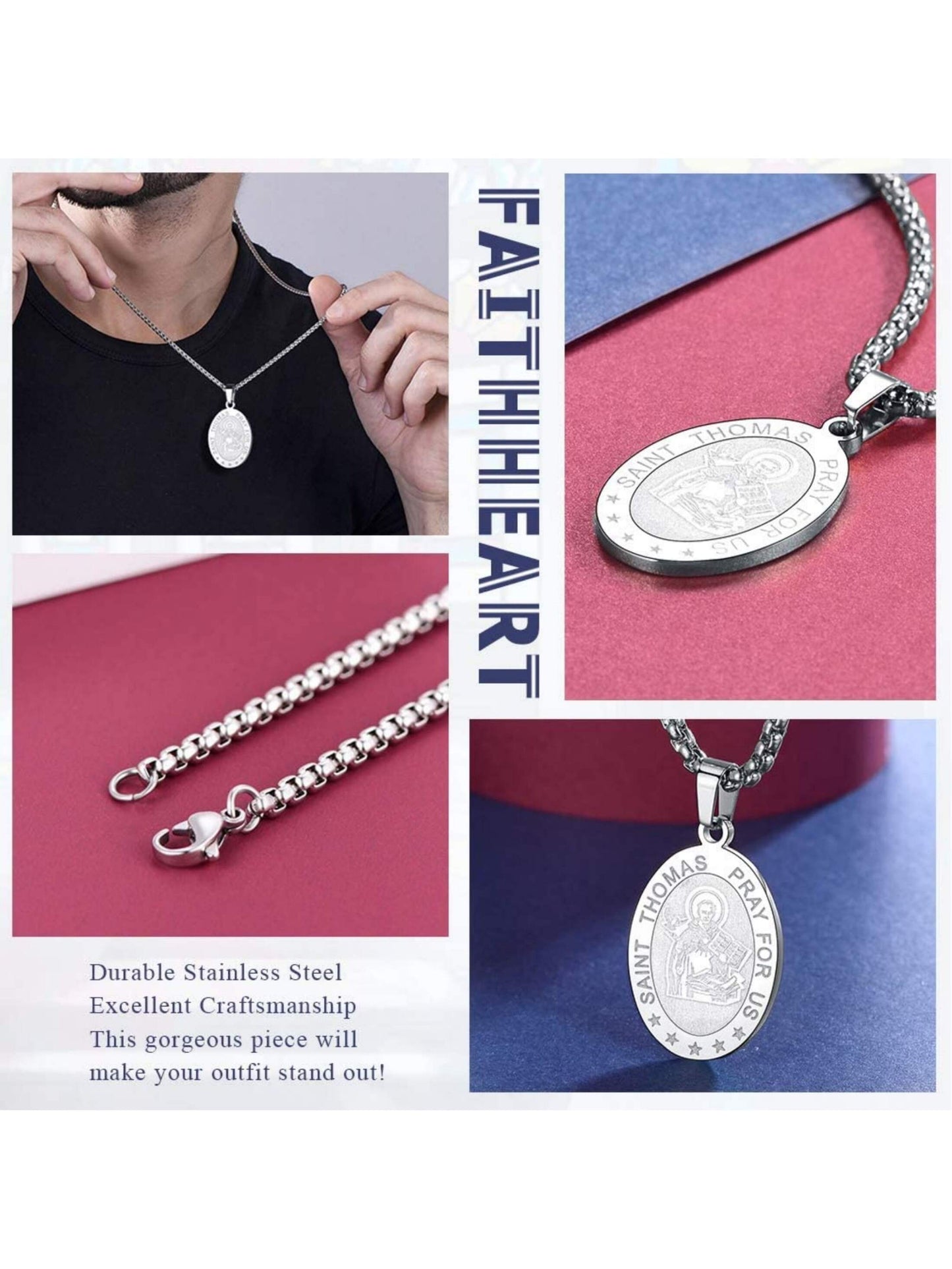 FaithHeart Saint Christopher Necklace for Men Women Stainless Steel/Gold/Black  image 16