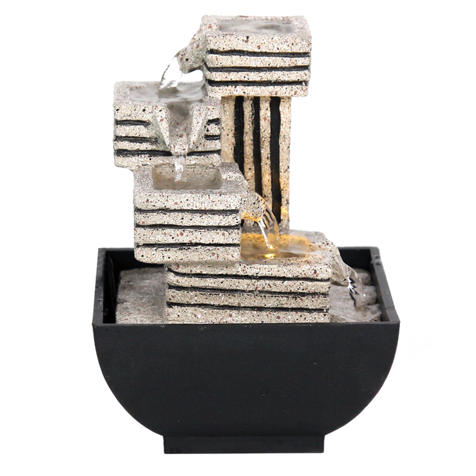 4 Tiers Indoor Water Fountain Tabletop Fountain Waterfall with Scene Lights for image 3
