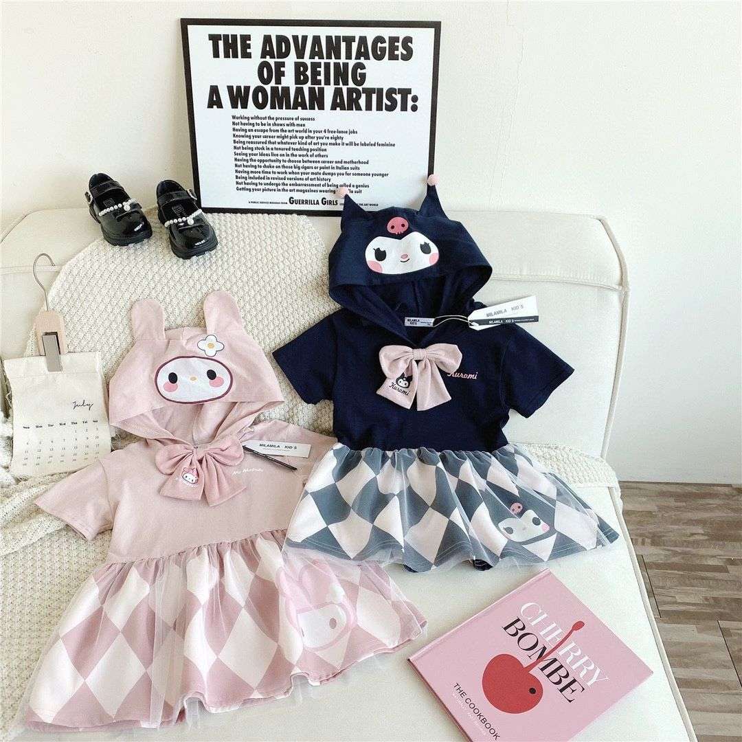 Cartoon Cute Sanrio Kuromi Melody Print Girls Princess Dresses For Leisure Kids image 2