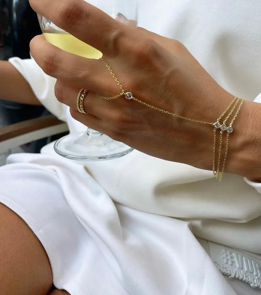 18K Gold STAINLESS STEELDainty plated Hand Chain Bracelet for Her STAINLESS STE image 0