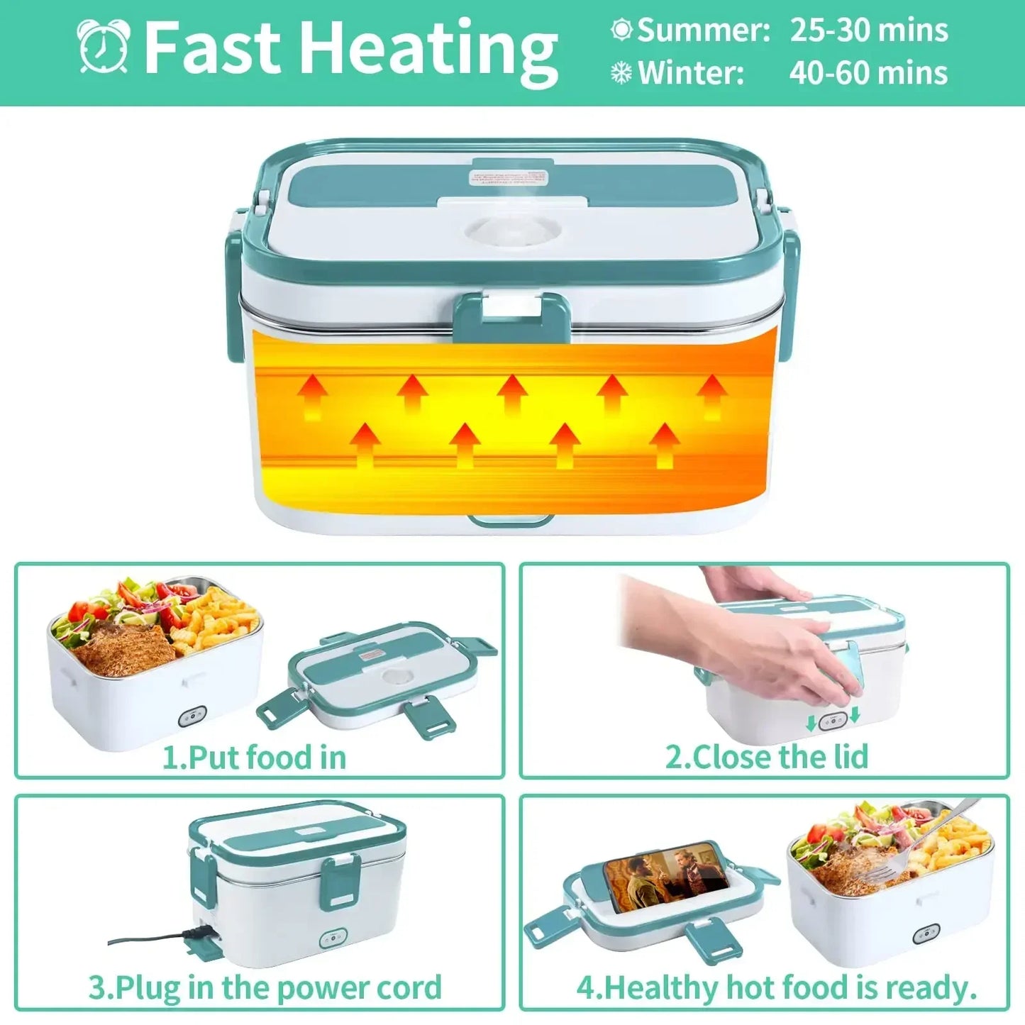 Box 80W Food Warmer Heater Lunch Boxes for Adults for Car/Truck Portable Food H image 4