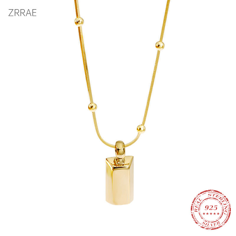 ZRRAE S925 Sterling Silver Women's Necklace K Gold Plated Snake Bone Necklace I image 2