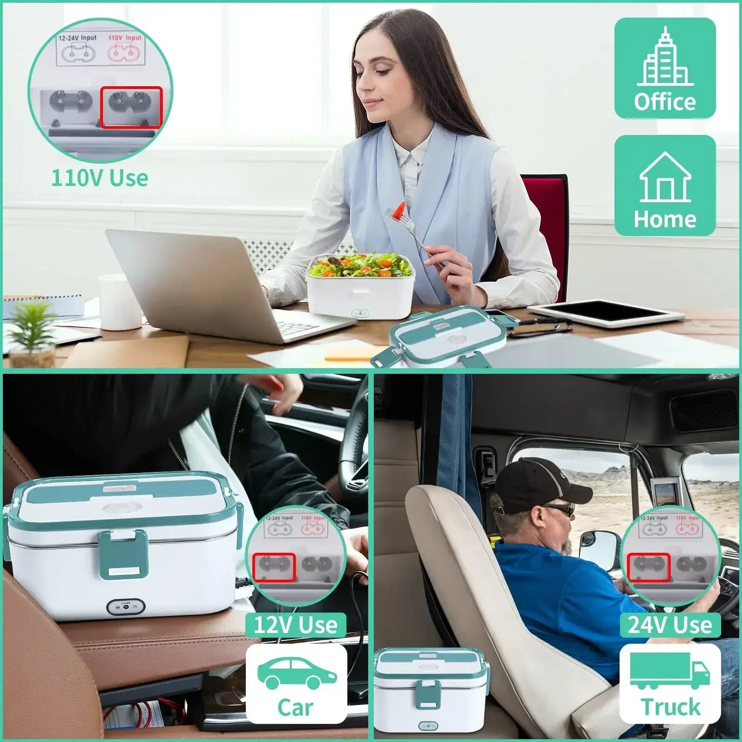 Box 80W Food Warmer Heater Lunch Boxes for Adults for Car/Truck Portable Food H image 2
