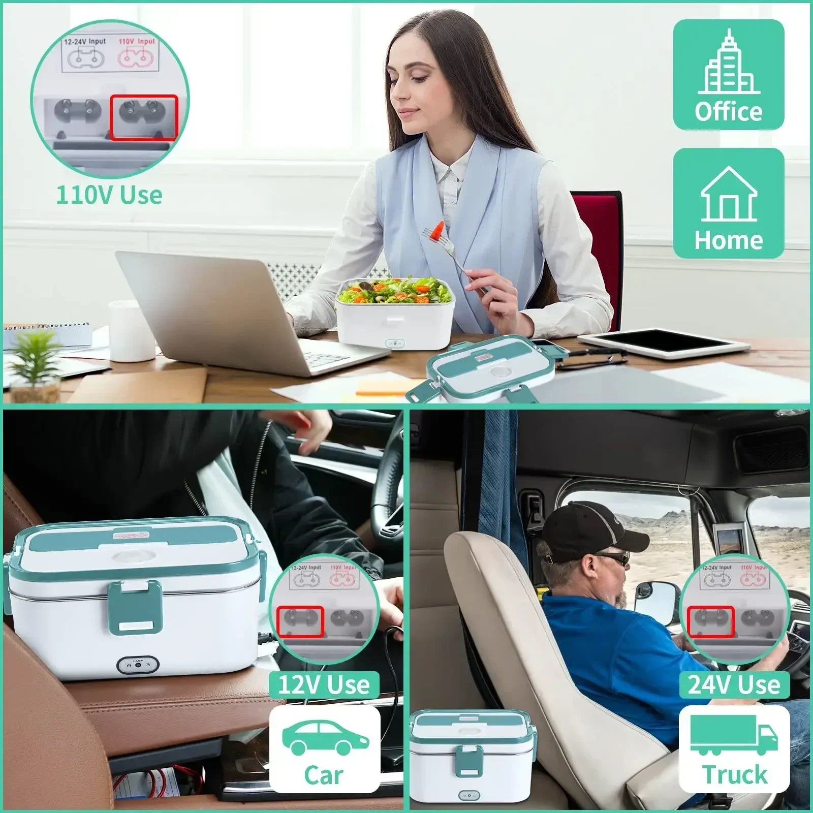 Box 80W Food Warmer Heater Lunch Boxes for Adults for Car/Truck Portable Food H image 2