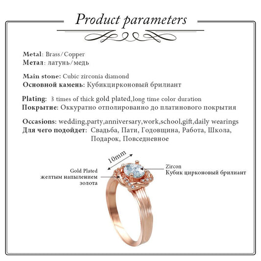 US STOCK 15% Off Uloveido Rose Gold Color Rings for Women Ring Female Anel image 0
