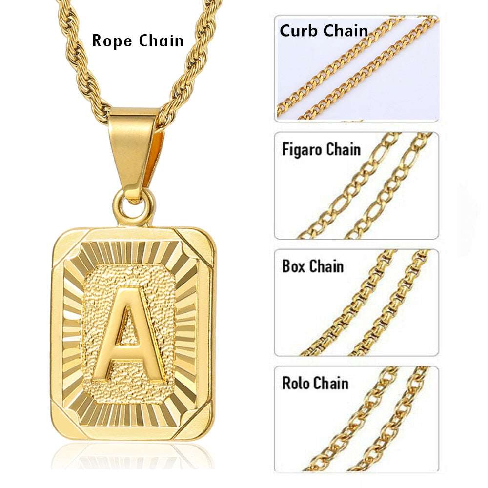 Trendy Gold Color  A-Z Letters Pendant Necklace For Women Men Name Choker Stain image 5