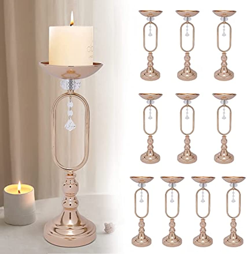 10 Pcs Gold Metal Trumpet Vases 17.5'' Tall Vase Wedding Centerpieces for Table image 3