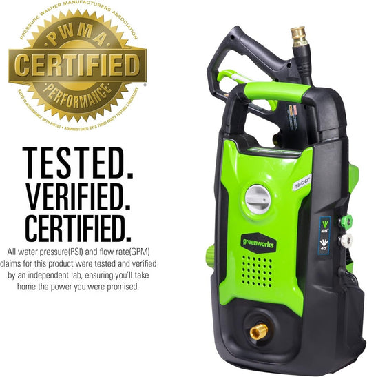 Greenworks 1600 PSI (1.2 GPM)Electric Pressure Washer(Ultra Compact / Lightweig image 0