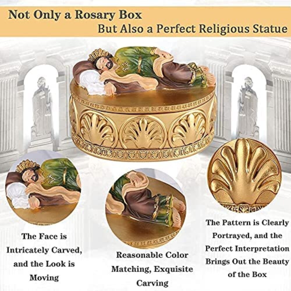 Golden Sleeping St Joseph Statue Rosary Boxes Sleeping St Joseph Statues image 8