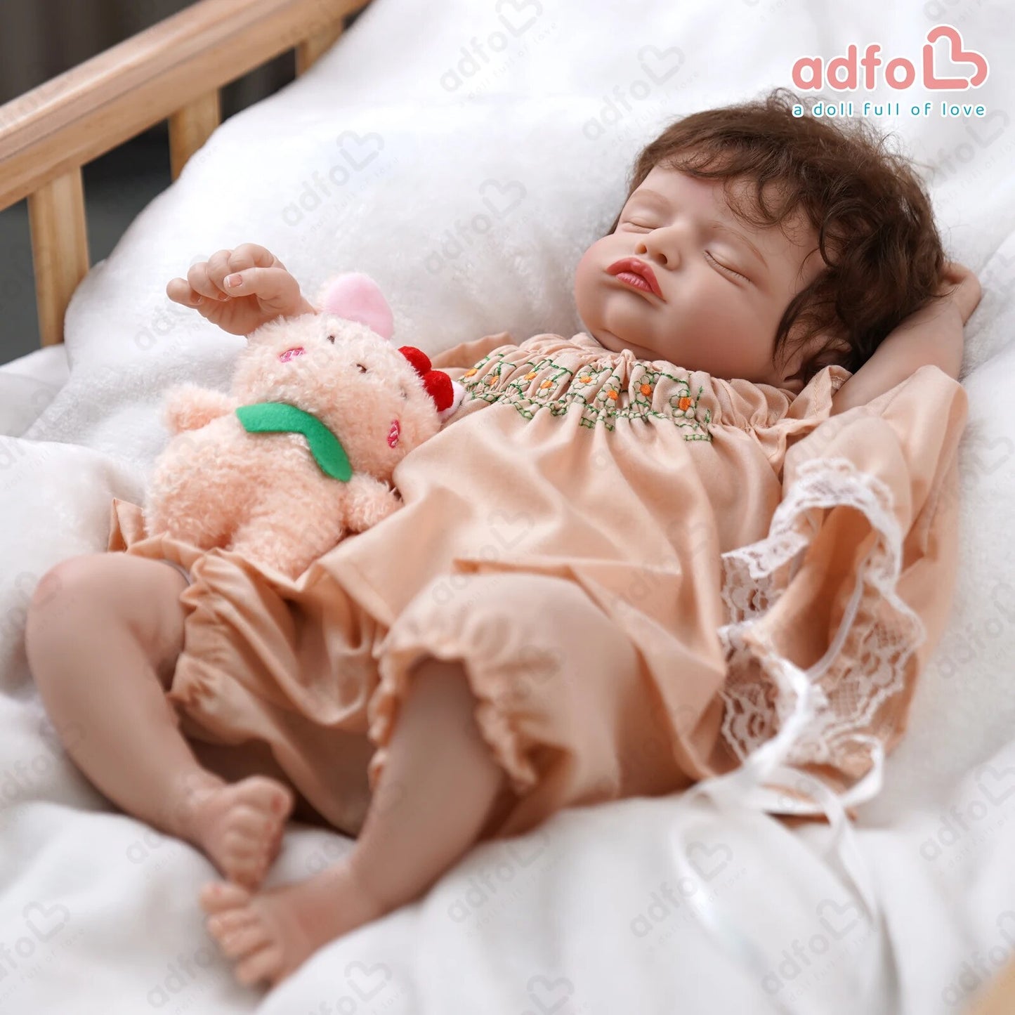 ADFO 51cm Bebe Reborn Dolls Sleeping Rosalie with Rooted Eyelashes Lifelike New image 8