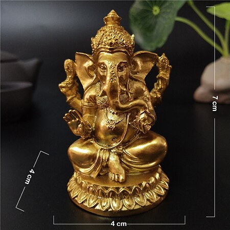 Gold Lord Ganesha Statue Buddha Elephant hindu God Sculpture Figurines Resin Ho image 0