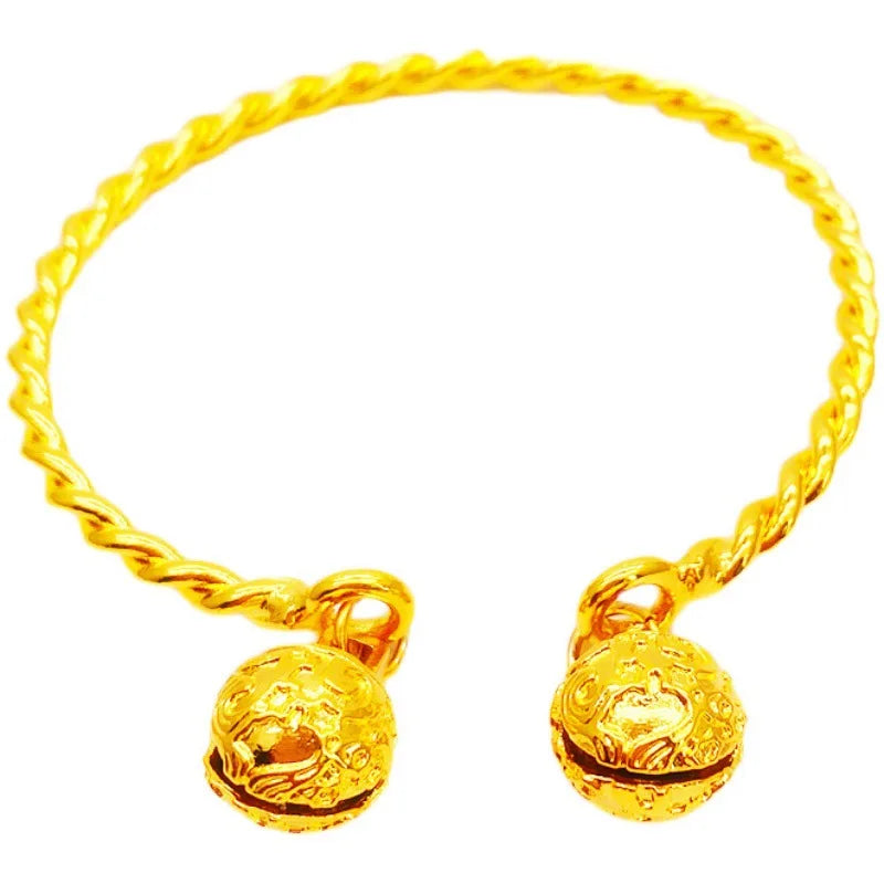 9999 real gold 24 K Bell bracelet Palace ancient style bracelet bell opening image 3