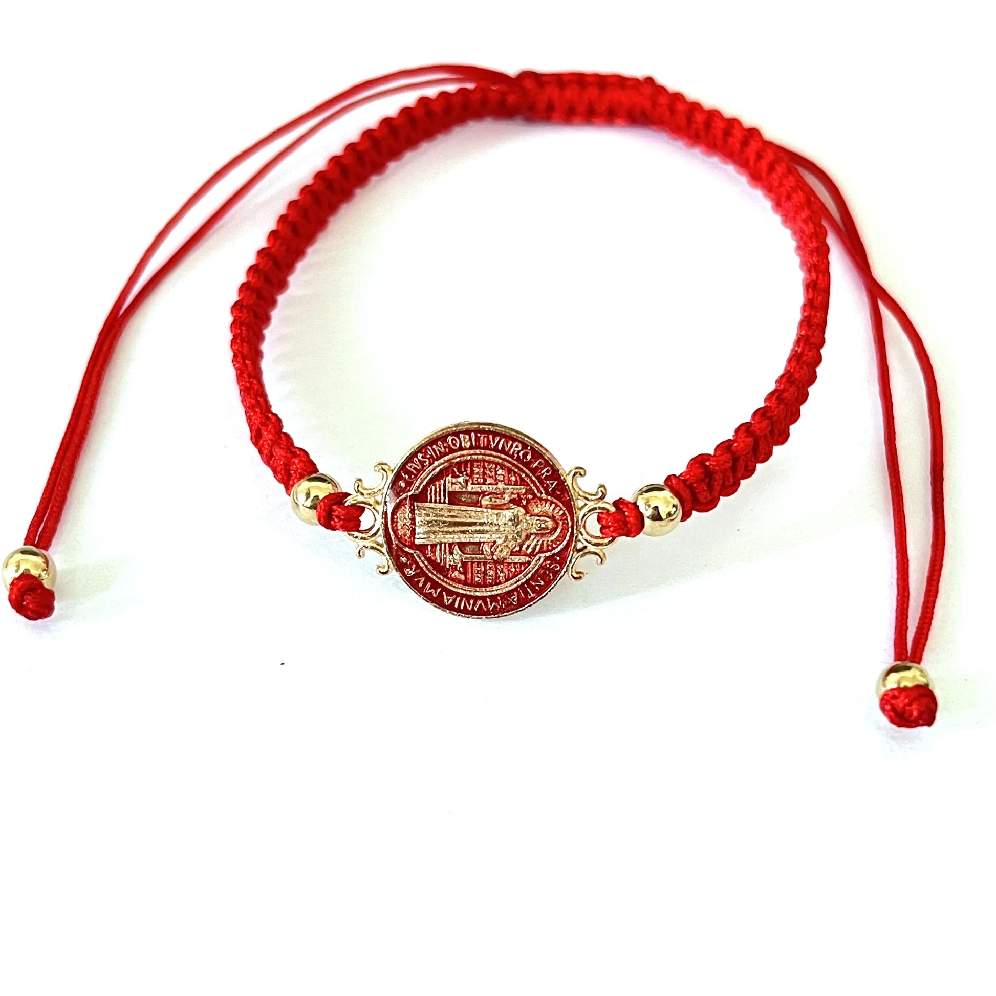 1 Pcs Size Adjustable Colorful Gold Plated Saint Benedict Handmade Weave Rope R image 8