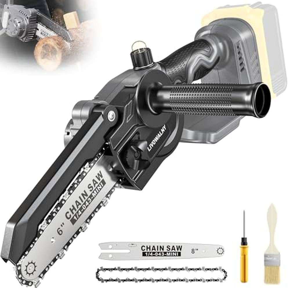 Cordless Mini Chainsaw 6&8 Inch 2-in-1 Handheld Pruning Tool DeWalt 20V Compati image 1