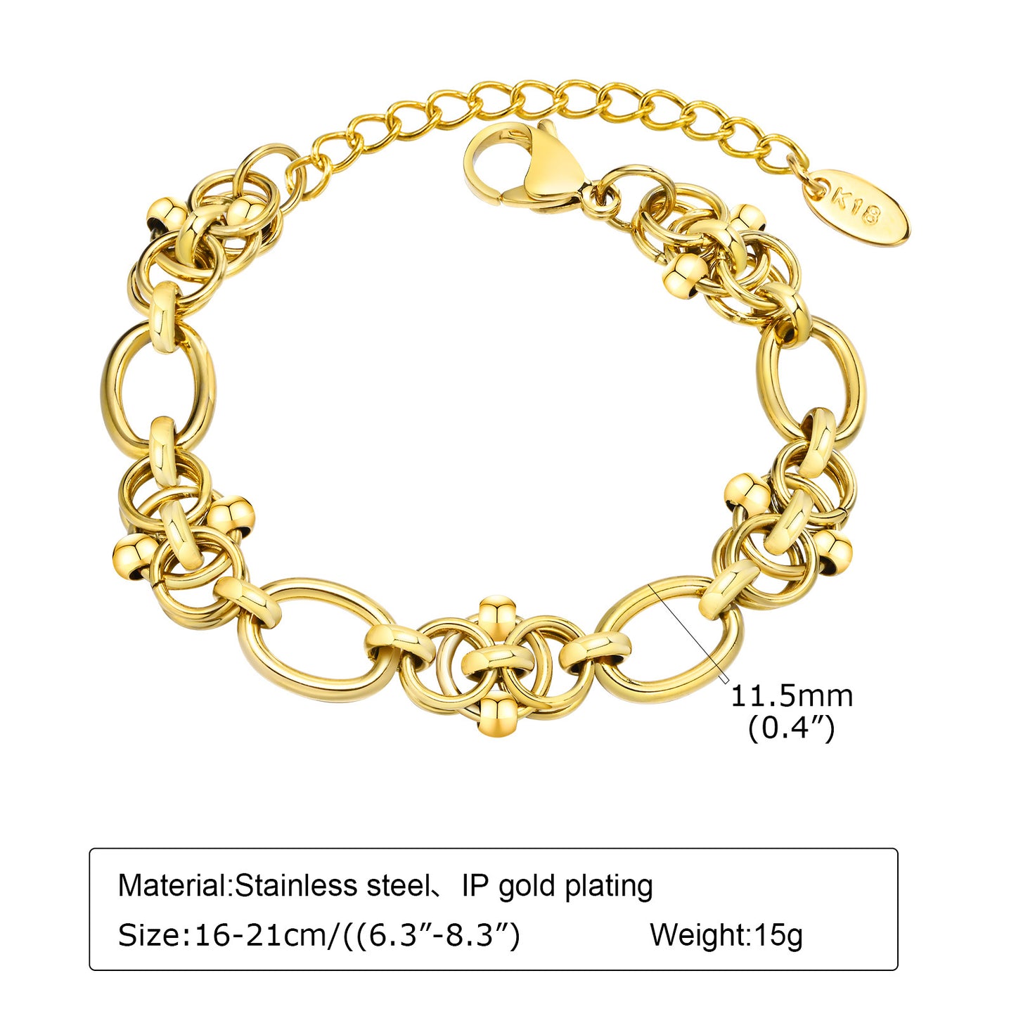 18k Gold Plated Chunky Oval Link Chain Bracelets for Women Thick Stainless Stee image 4