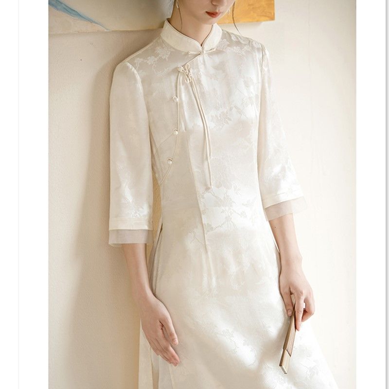 Traditional Vietnam Woman Retro Ao Dai Elegant Chinese Style Cheongsam Vintage  image 5