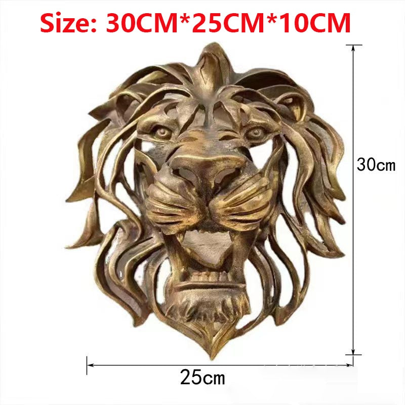 Rare Find Large Lion Head Wall Mounted Art Sculpture Gold Resin Lion Head Art W image 1