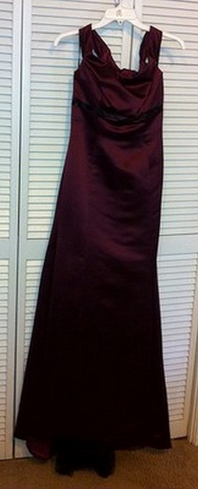 Watters & Watters Women Dress Satin Maroon I/2 -In Size 10 image 1