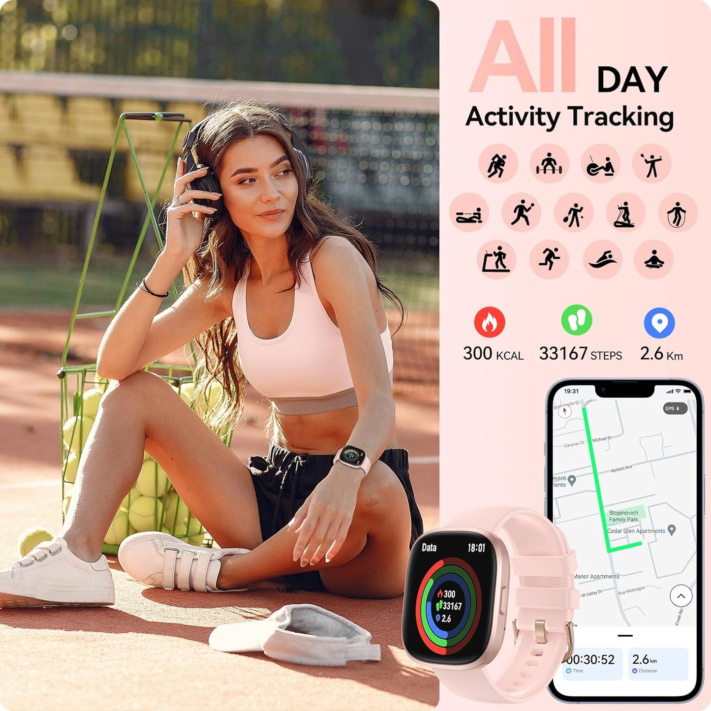 Smart Watch(Answer/Make Call), 1.83" HD Smart Watches for Men Women fitness Tra image 3