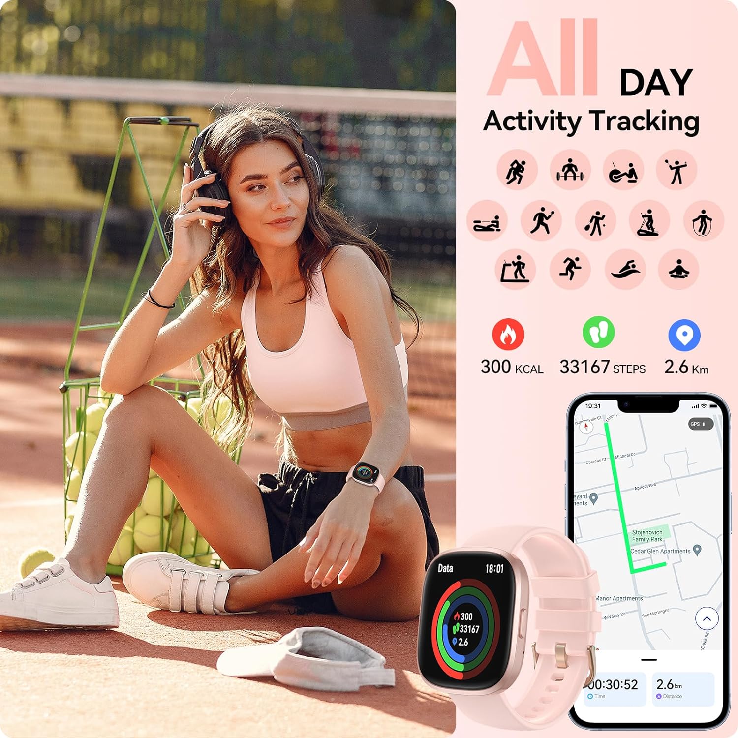 Smart Watch(Answer/Make Call), 1.83" HD Smart Watches for Men Women fitness Tra image 3