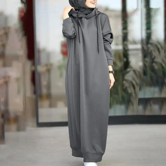 Muslim Dress Autumn/Winter Women's Sweatshirt Fashion Hooded Long Sleeve Long D image 0