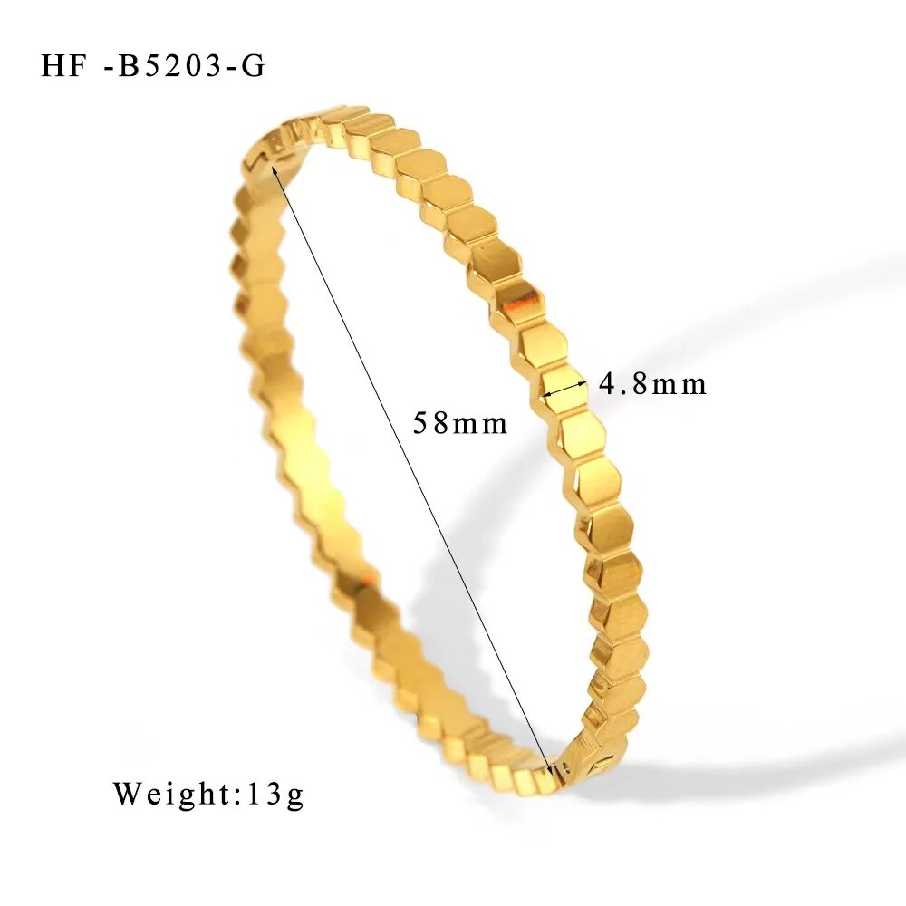 Waterproof Zirconia Cuff Bangles for Women Men 18k Gold Plated Stainless Steel  image 18