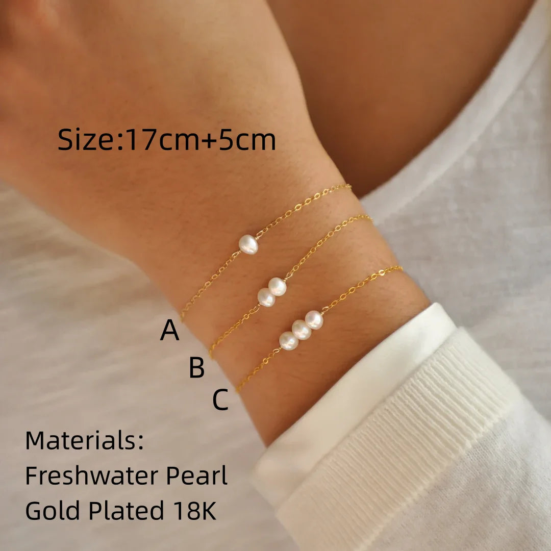 CCGOOD Natural Freshwater Pearl Bracelets Gold Plated 18 K Bracelet for Women M image 3