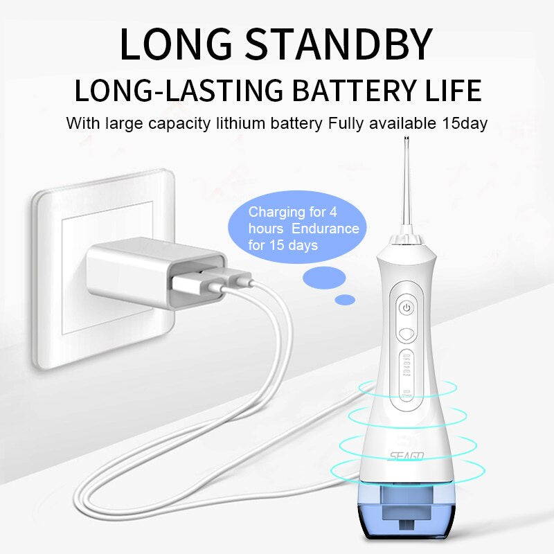 SEAGO New Oral Dental Irrigator Portable Water Flosser USB Rechargeable 3 Modes image 4