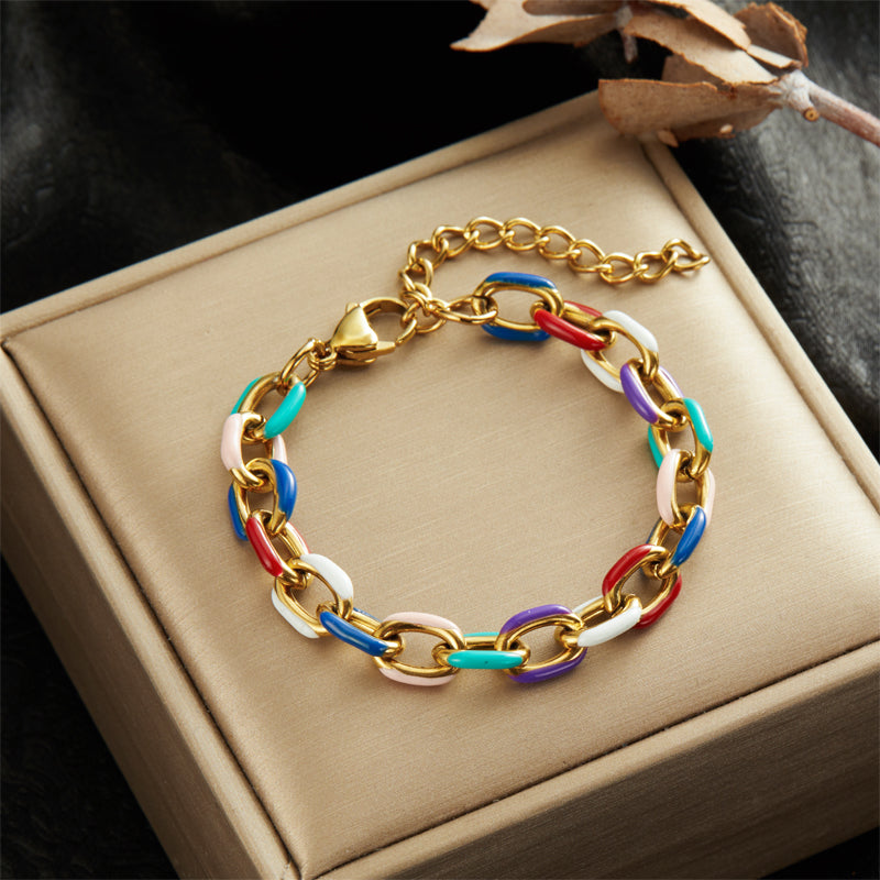 2024 New Titanium Stainless Steel Chain & Link Bracelets Trendy 18k Gold Plated image 4