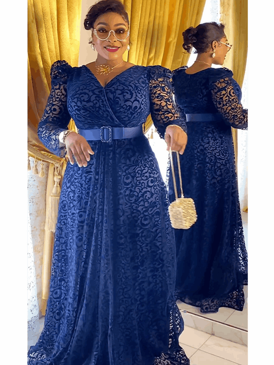Plus Size African Party Dresses for Women 2024 New Fashion Dashiki Ankara Lace image 0