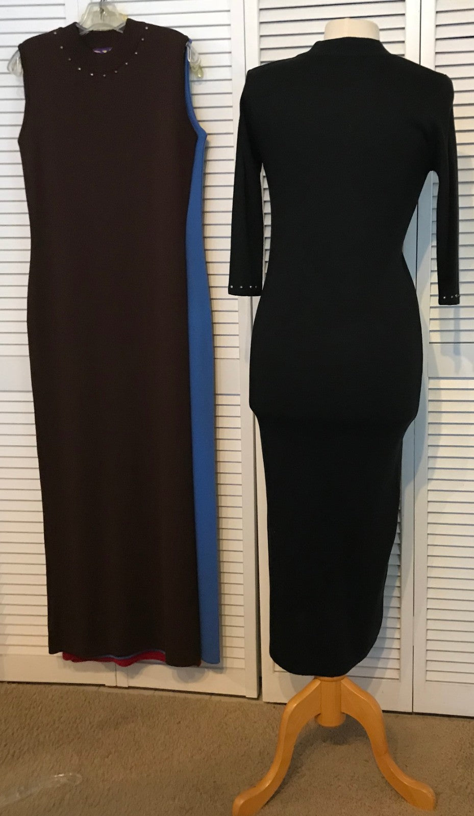 Aurora Women Dress Knit Black Lite Long Sleeve Full Length Size L image 1
