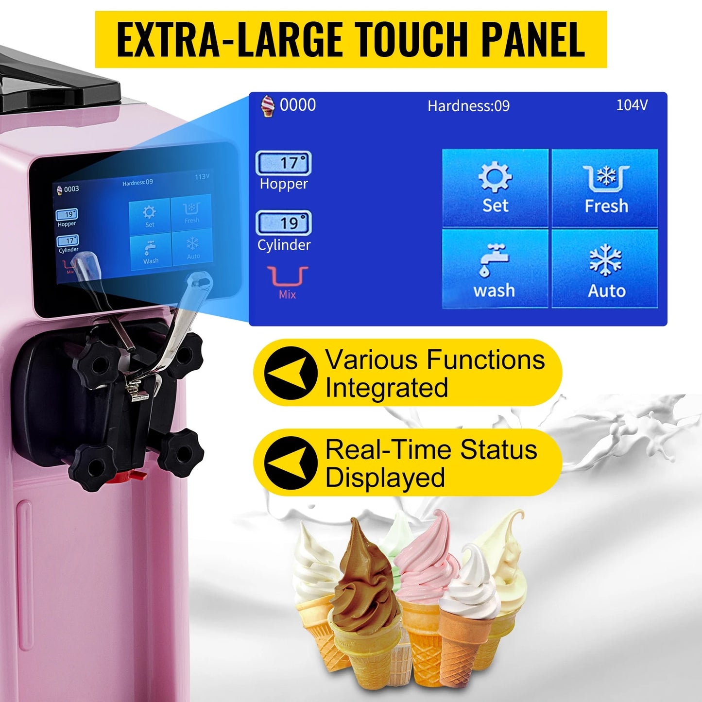 VEVOR 10-20L/H Ice Cream Maker Commercial Single Flavor Countertop Gelato Sorbe image 4