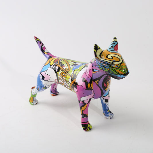 Creative Art Colorful Bull terrier Small English Resin Dog Crafts Home Decorati image 0