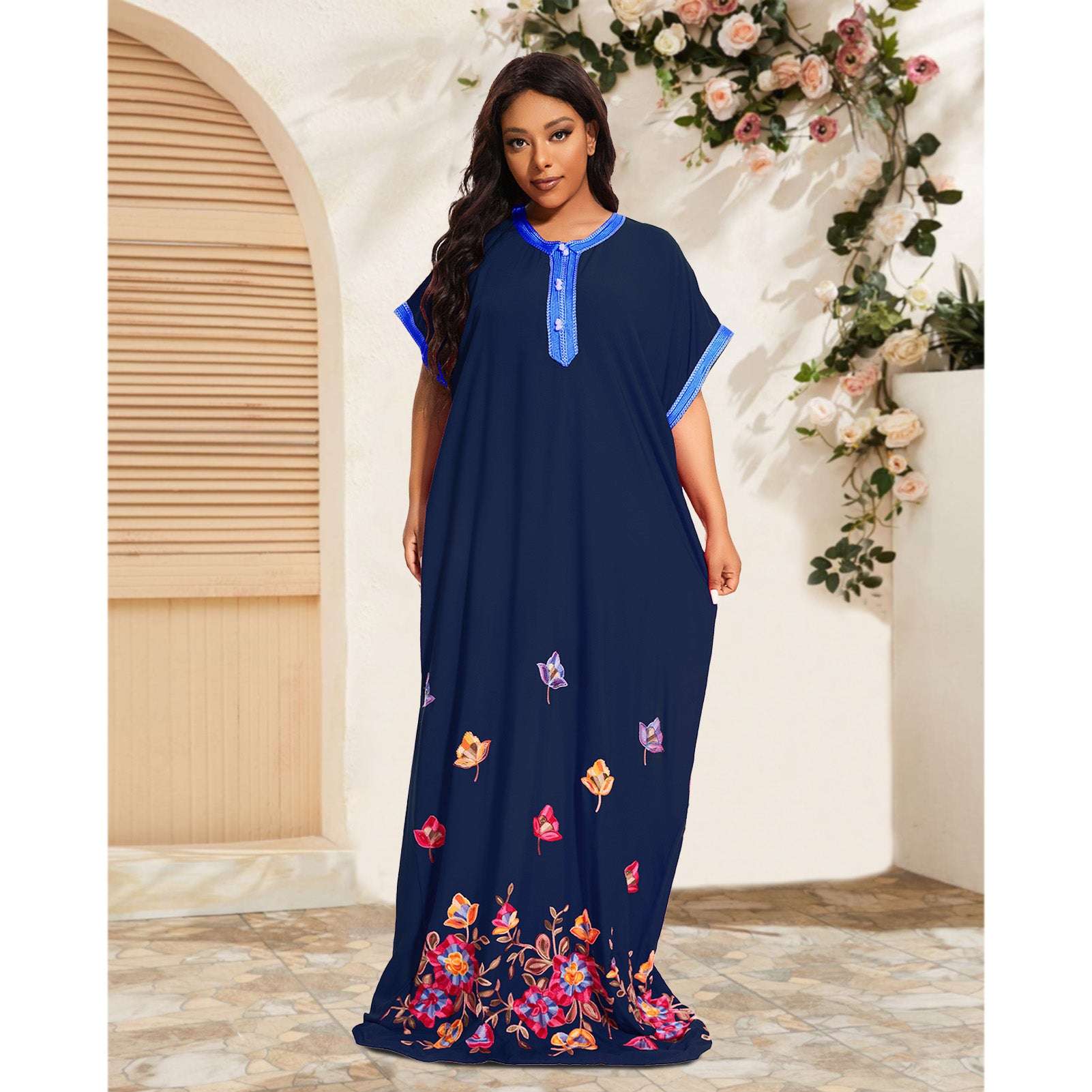 PlusSize Traditional Cotton Kaftan Clothing Loose Abayas Dress African Beach Ho image 1