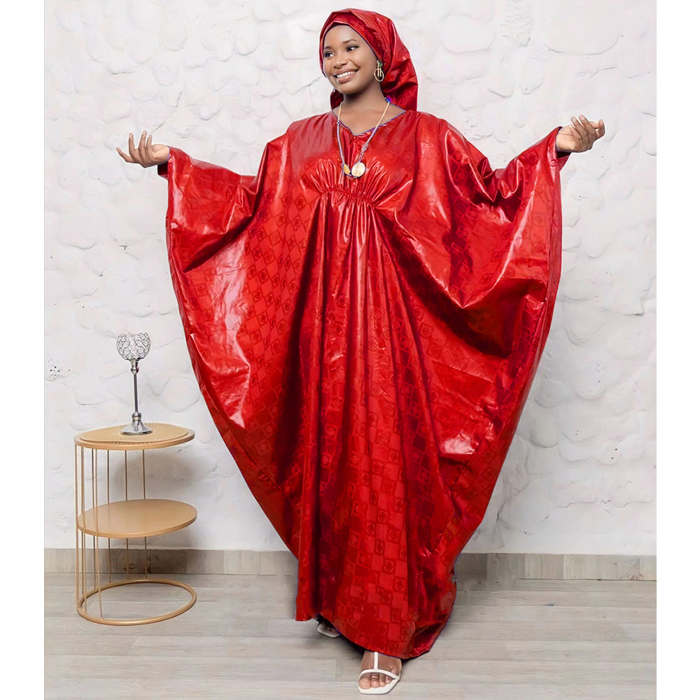 Mix Size African Bazin Rich Dress Winter Robe For Noble Lady Wedding Party Gown image 3