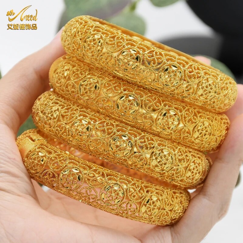 ANIID Dubai Bangles 24K Gold Color African Bracelet For Women Wholesale Designe image 31