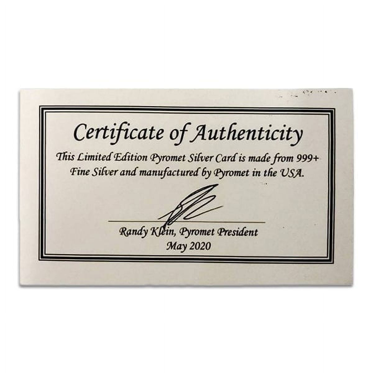 Pyromet Pyromet Silver Card - 1 Troy oz, .999 Pure, Silver, Novelty image 2